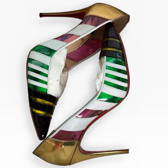 Christian Louboutin Gold and Multicolor Heels Size 38 - Picture 9 of 11